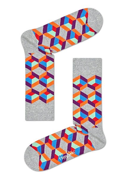 Серые носки унисекс Optic Square Sock с цветными зигзагами