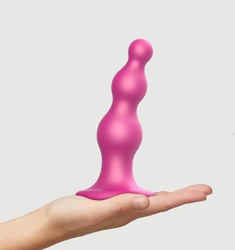 Розовый стимулятор-ёлочка Dildo Plug Beads Framboise Size M - 15 см.