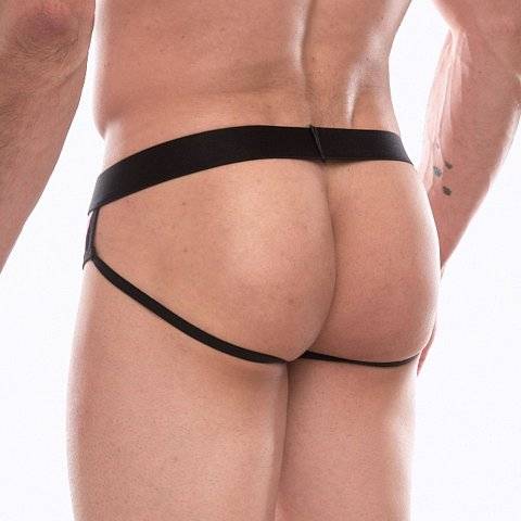 Черные трусы-джоки с разноцветным блестящим принтом