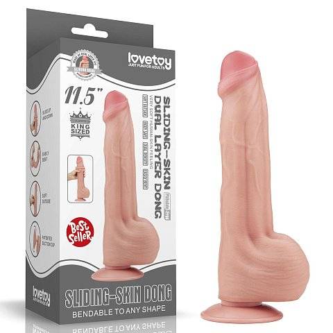 Телесный фаллоимитатор 11.5 King Sized Sliding Skin Dual Layer Dong - 29 см.