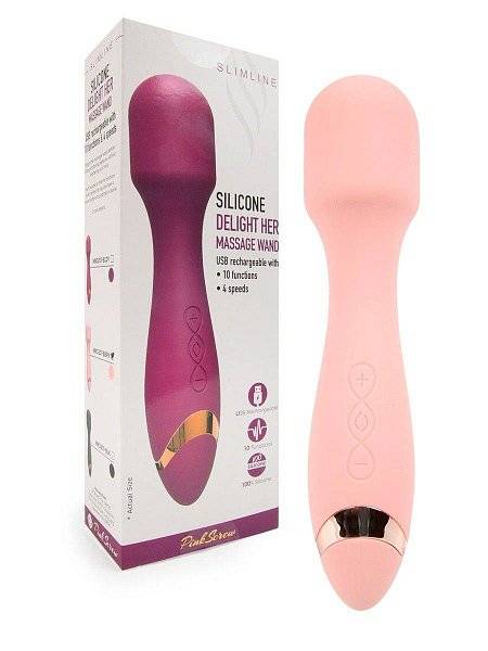 Нежно-розовый силиконовый wand-вибратор - 18,5 см.