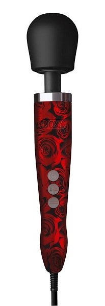 Красно-черный жезловый вибратор Doxy Die Cast с розами