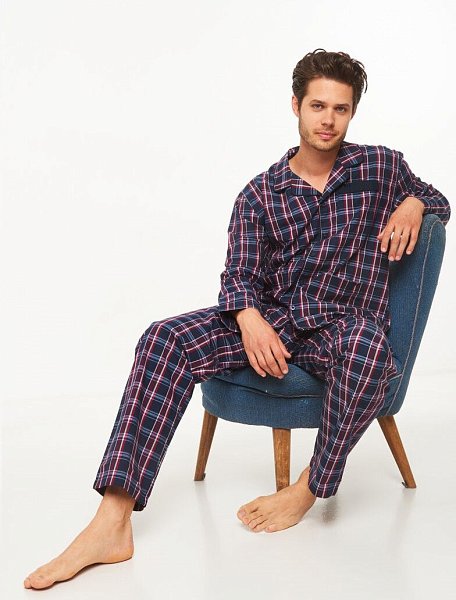 Комфортная мужская пижама из хлопкового поплина