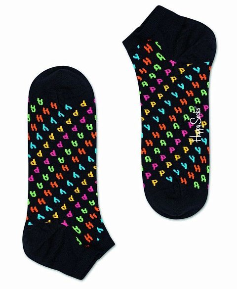 Низкие носки унисекс Happy Low Sock с цветными надписями