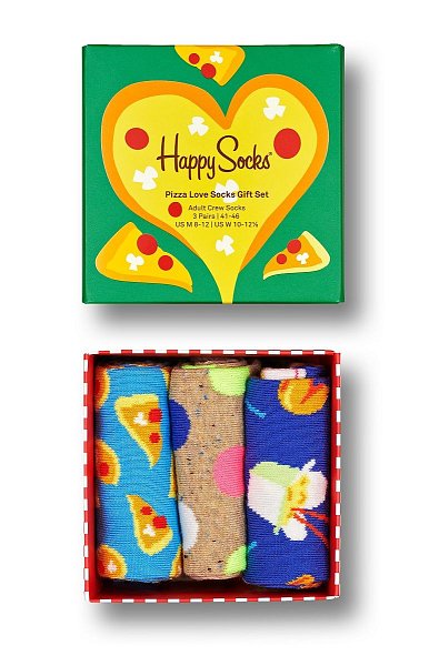 Набор из 3 пар носков унисекс Happy socks 3-Pack Pizza Love Socks Gift Set