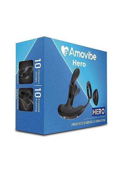 Черный инновационный масcажер простаты Hero с технологией массажа на 360 градусов