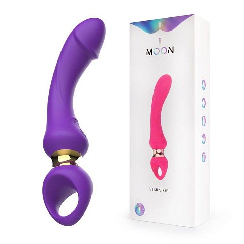 Фиолетовый изогнутый вибромассажер Moon Vibrator - 21,1 см.