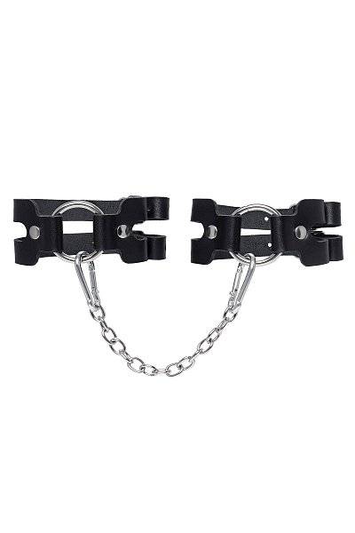 Черные кожаные оковы из двух ремешков