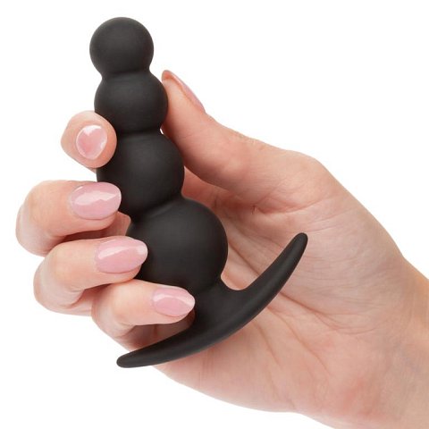 Черная анальная ёлочка для ношения Beaded Plug - 9 см.