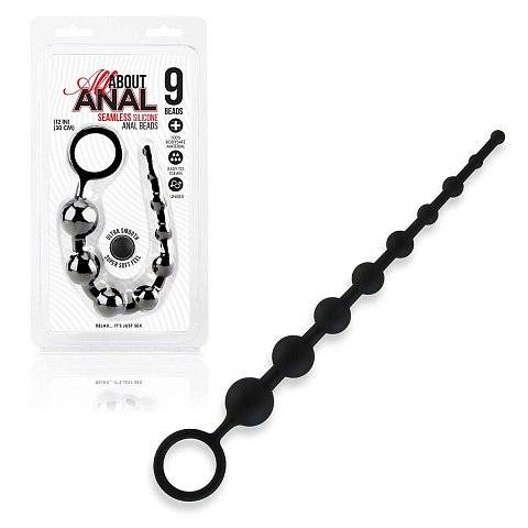 Черные силиконовые анальные бусы Silicone Anal Beads - 30 см.