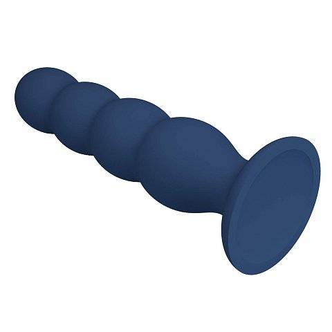 Синий анальный стимулятор со смещенным центром тяжести Silicone Anal Plug XL - 16,5 см.