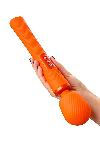 Оранжевый вибромассажер Vim Vibrating Wand - 31,3 см.