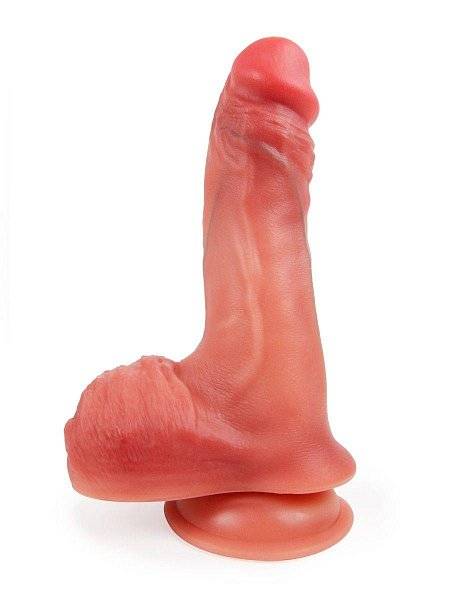 Телесный вибратор-реалистик с присоской и пультом ДУ - 25,5 см.