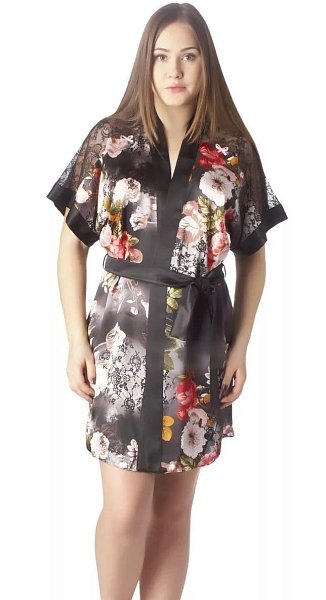 Халатик-кимоно с цветочным рисунком