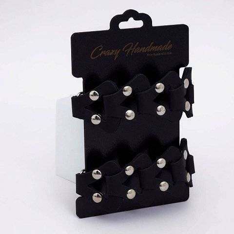 Черные кожаные наручники из звеньев