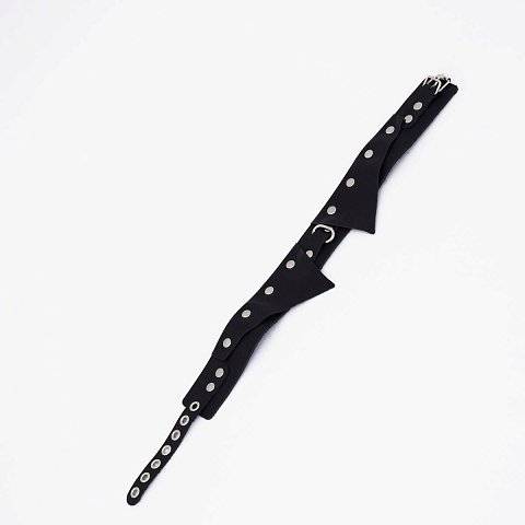 Черный однослойный кожаный ошейник с имитацией воротничка