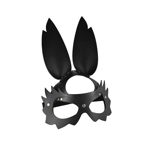 Черная кожаная маска Зайка с длинными ушками