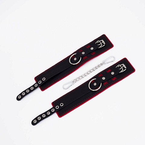 Черно-красные оковы с красной строчкой Sex