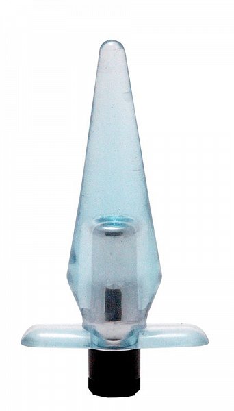 Голубая анальная пробка-конус SlimLine - 9 см.