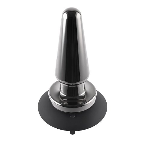 Черная анальная вибропробка Advanced Metal Plug - 13,8 см.