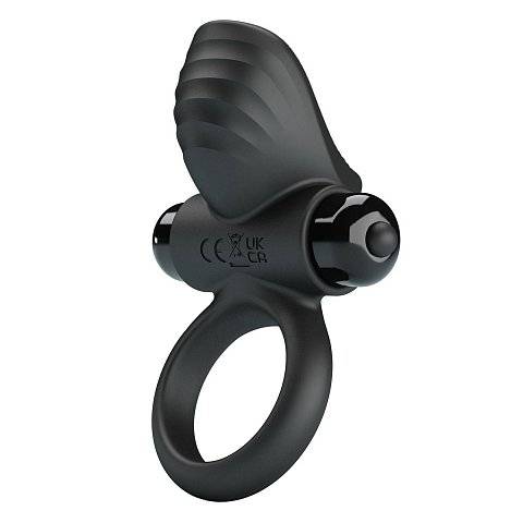 Черное эрекционное кольцо с вибрацией Adrien